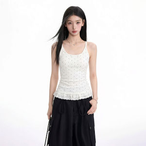BAIDAIFEI | Dotted Crop Top Halter Summer Wear