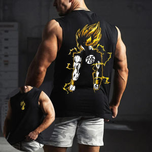 Dragon Ball Men Vest Tank Top Son Goku Summer Anime Spring And Autumn Sports Fitness Running Pure Cotton Sleeveless Top GYM