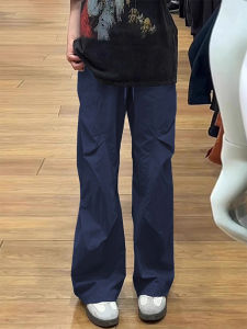 American Style Foldable Quick Dry Paratrooper Pants Men Summer Thin Ice Silk Cool Feeling Diagonal Cut Tactical Pants Loose Leg Straight Casual Trousers