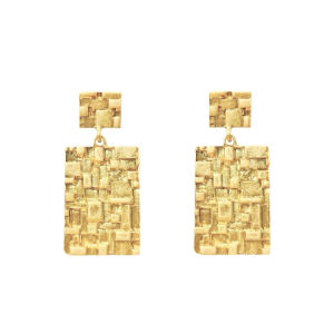 Hoa Tai Kim Loại Cổ Điển Hình Học Vuông Đục Lỗ Cổ Điển Thời Trang Phụ Kiện Trang Sức Nữ Trang Trí Tai