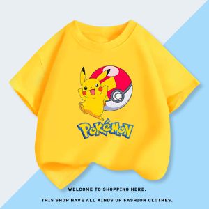 Bandai | Pok É Mon Pikachu Childrens Short Sleeved T-shirt Summer New Cotton Childrens Clothing Top Childrens Clothing