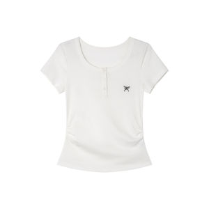 Casual Lazy Design Solid Color Gray Round Neck Short Sleeve T-shirt