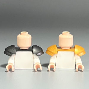 SHUNAICHI Compatible with LEGO 37641 Figure Medieval Series Double Shoulder Armor Deep Silver Grey Gold Parts Domestic MOC Parts DIY