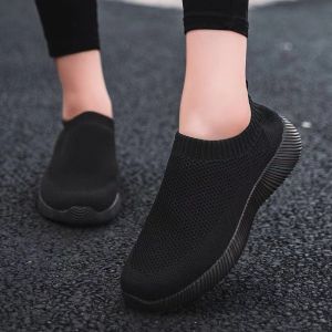 All Black Shoes For Women On Sale White Rubber Casual Walking Shoes For Lady Slip On Flats 2023 New Style Fashion Sneakers