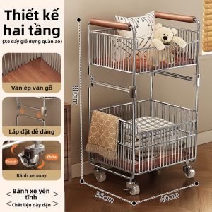 Giỏ Giặt Inox Phong Cách Retro Đa Tầng Có Bánh Xe