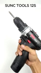 Paket Mesin Bor Baterai 12s Cordless Drill Sunc Tools Plus Mata Bor Pengaduk Cat Bor Tangan 12V