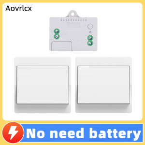 Aovrlcx Wireless RF 433mhz Remote Control Switch 1/2gang Waterproof Push Button Switch No Battery Self-powered for Light Home