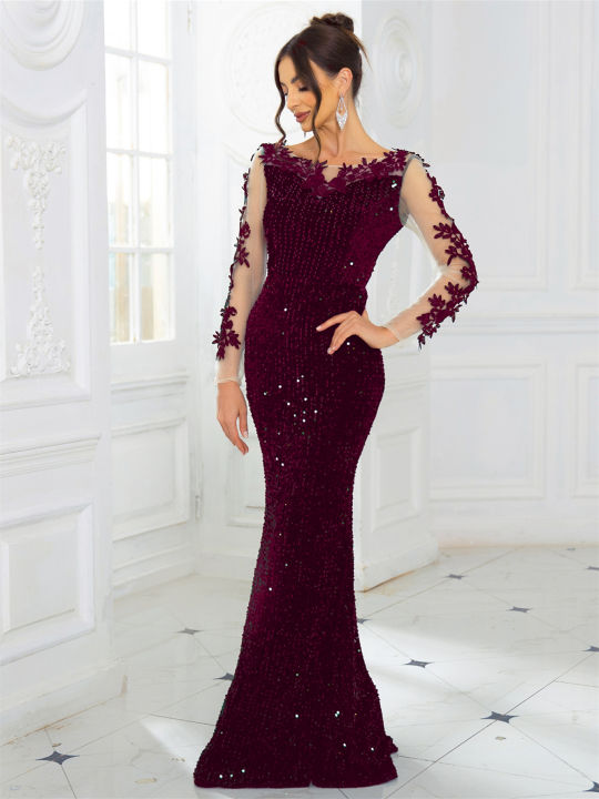 Long sleeve maxi dress prom best sale