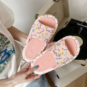 รองเท้าแตะยูนิคอร์นสําหรับผู้หญิงรูปแบบการ์ตูนน่ารักสีชมพูฤดูร้อนภายในบ้านใช้สไตล์ลําลองส้นแบนแพลตฟอร์มกันน้ํา