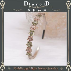 DlorolD Colorful Flower Zirconia Bracelet Womens High-End Vintage Elegant Sweet Natured Hand Jewelry Fashion Accessories