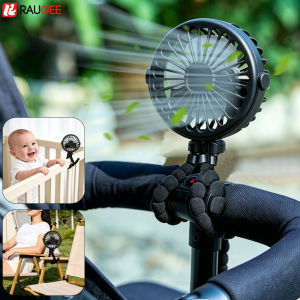 Baby Stroller Fan Folding Portable Octopus Mini Fan USB Rechargeable 3 Speed HandHeld Small Fan Flexible Tripod for Baby Outdoor