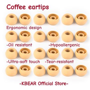 Kbear | KBEAR Coffee EarTips 12 Pairs Wired Headphones Silicone Ear Tips Skin-Safe Ergonomic Design for TBPRO KB02 KZ EarTips