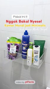 Rak Gantung Kamar Mandi Sabun Besi Hitam Keranjang Jaring Kotak Tempat Deterjen Tempel Tanpa Bor