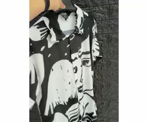 KEMEJA PRIA/WANITA/SPOON/BAHAN KATUN KAOS/MOTIF SKULL HITAM PUTIH