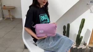 BECORATE Double Layer Makeup Bag Travel Portable Wash Bag Simple Cosmetics Storage Bag Toiletries Bag