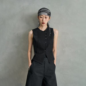 Fashion Trendy Unique Oblique Button Waist-Shaping Short Vest