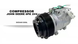 คอมเพรซเซอร์ จอห์น เดียร์ 8 ร่อง 24 โวลต์ COM0198 COMPRESSOR JONH DEERE 8PK 24V พร้อมมู่เล่คลัชต์ คอมแอร์ คอมแอร์รถตัดอ้อย รถไถ รถแทรกเตอร์
