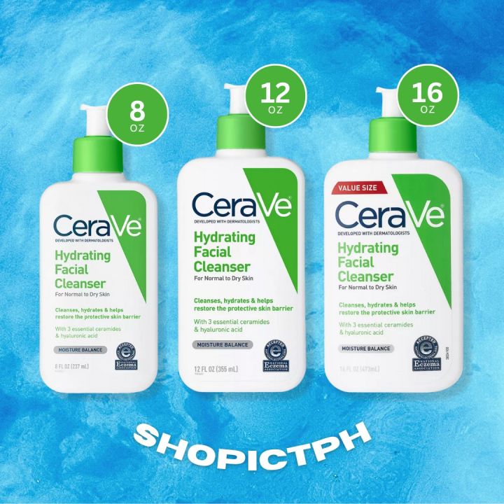 Original CeraVe Hydrating Facial Cleanser - Normal to Dry Skin (8, 12 ...