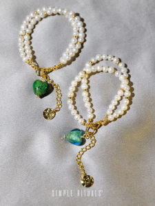 Venice Handmade Glass Pearl Heart Shaped Double Layer Bracelet for Women Simple Rituals Romantic Jewelry Fashion Accessories