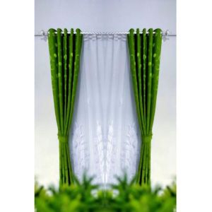 gorden jendela pintu gorden polkadot polos model smokring L120xT250cm