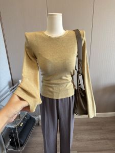 Slim Fit Knitted Base Shirt Womens Top Thin Long Sleeve round Neck Soft Loose Style Autumn New Arrival Underwear T-shirt