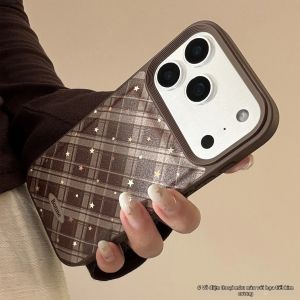 Ốp Điện Thoại Họa Tiết Hình Học Kẻ Caro Hàn Quốc Bằng Da Cho iPhone Vỏ Chống Sốc Tương Thích Với Nhiều Mẫu Máy