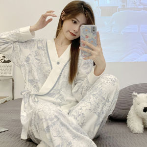 Pure Cotton Maternity Nightgown with Chest Pad for Nursing Mothers Spring Autumn Winter Sleepwear Comfortable Breathable