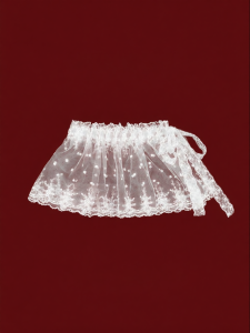Sweet Lace Transparent Polka Dot Frill Puff Half Skirt