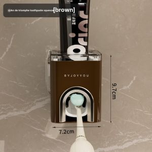 Automatic Toothpaste Dispenser Wall Mounted Luxury Bathroom Toilet Brush Holder No Drilling Required Toothpaste Holder Rack