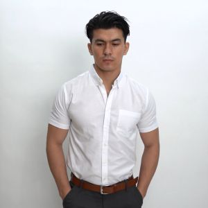 VENGOZ Kemeja Oxford Pria Slim Fit - Super White SS