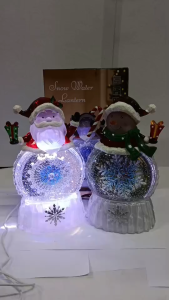 25017 Christmas Crystal Santa Snow Globe Led Music Festive Holiday Decoration