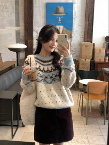imimtuan | Áo Sweater Nữ Fair Isle Đẹp Vintage cho Mùa Thu