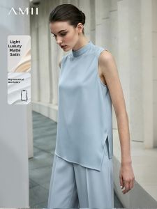 AMII | Sleeveless Asymmetrical Satin Blouse