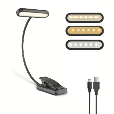LED Clip On Reading Light 12Leds Book Light Portable Flexible Easy Clip Night Reading Lamp USB Rechargeable Reading Light