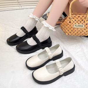 รองเท้าหนังสีดำสำหรับนักเรียนประถมนักเรียนต้นและมัธยมปลายชุดนักเรียนหญิงรองเท้าสำหรับการแสดงรองเท้าเจ้าหญิงบนเวทีสำหรับเด็กโตพื้นแบน