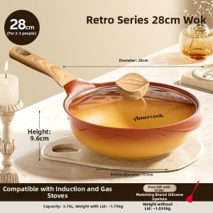 AMERCOOK | Vintage Clay Non-stick Frying Pan
