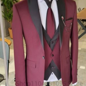 Formal Mens Slim Fit 3-Piece Business Suit Set with Blazer Vest And Pants for Wedding BusinesParty Luxury Fashion Groom Tuxedos