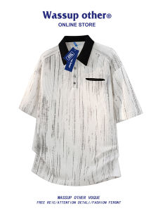 Summer Casual Stylish Loose Icy Silk Breathable Tie-dye Lapel Short Sleeve T-shirt