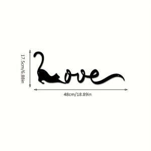CIFbuy | Black Cat Heart Aluminum Wall Art Metal Sign Cat Lovers Rustproof Decor Gift Ornament