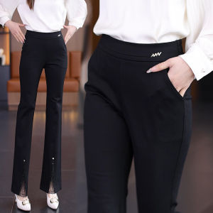 Black Pants Womens Summer Thin High Waist Drooping Fancy Cool Ice Silk Bootcut Trousers Breathable Professional Suit Pants