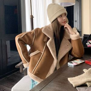 Khaki Fur One Lamb Fur Short Coat Female Winter New Arrival Thickened Best Selling Suede Motorcycle Clothing