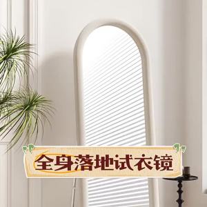 Full-Length Mirror Internet Celebrity Floor Mirror Cream Ins Style Fitting Dressing Mirror French Household Girl Bedroom Shaped Mirror