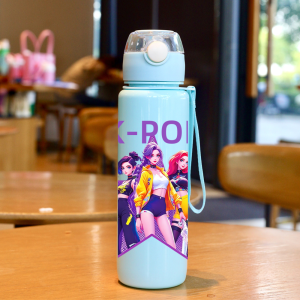 Hasbro | Cartoon Pretty Girl Water Bottle-Leak-Proof Portable3D Textured Design with Pop-Up Lid Suitable for Sports,Leakproof Durable
