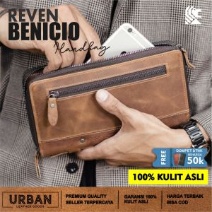 Tas Clutch Pria REVEN BENICIO HANDBAG Kulit Sapi 100% Tas Tangan Cowok Distro Import Keren Terbaru