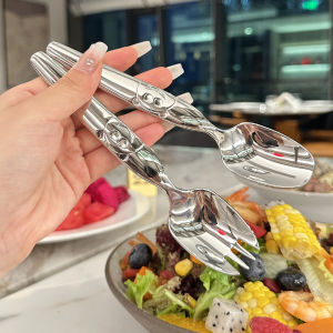 Boss Ladys ในครัวเรือน 316 สแตนเลสสตีลชุดส้อมและช้อนเด็กกินช้อนซุปช้อนส้อมรูปช้อนสําหรับเด็กวัยหัดเดิน