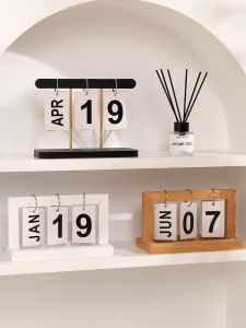 Accessible Luxury Wooden Page Turning Calendar Desk Calendar Ornaments Home Ornament Living Room Entrance Office Desk Surface Panel Wine Cabinet Decorations