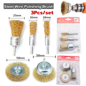 Vacaka Steel Wire Polishing Wheel Grinder Cleaning Gold Tone Crimped Brush Tool 3Pcs/set