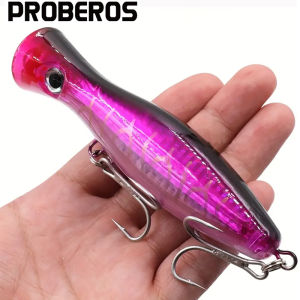 PROBEROS 1pc 13cm 43g Popper Fishing Lure Hard Artificial Bait with 2 Treble Hooks Carp Fishing Lures WobblerLuya bait