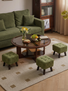OYIla | Rubber Wood Fabric Stool Small