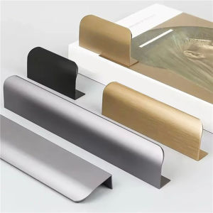 Non-punch Furniture Handle Brushed Gold Silver Matte Black Lacquer White Cabinet Handles Hidden Handles for Cabinets and Drawers